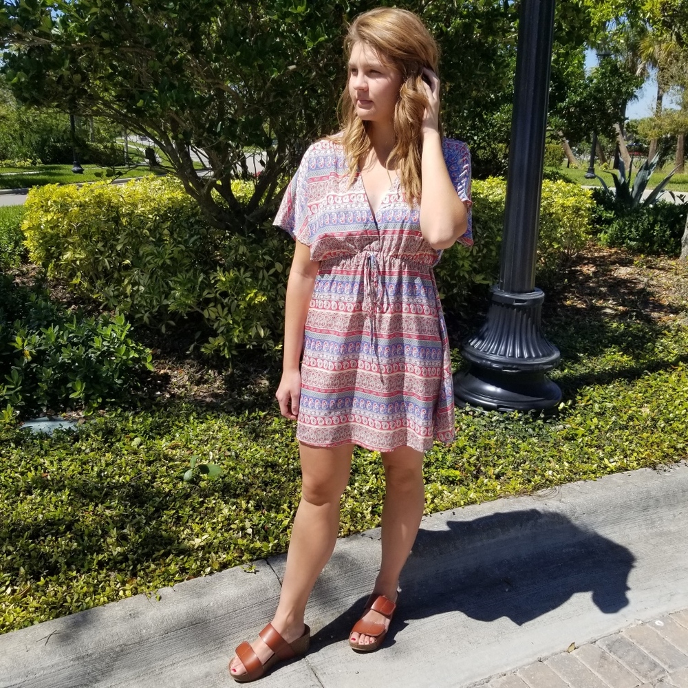Coral Blue Paisley Dress
